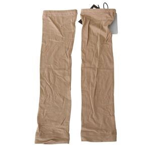 Scervino Street Beige Arm Warmers Stretchy Knit Women Beige Gloves